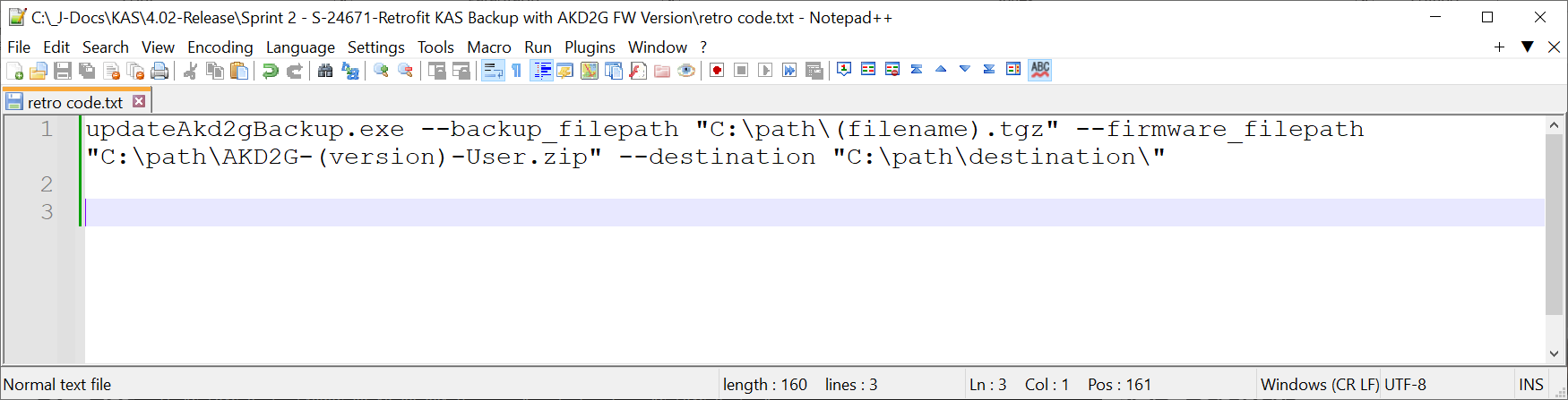 Text editor with Path Format text.