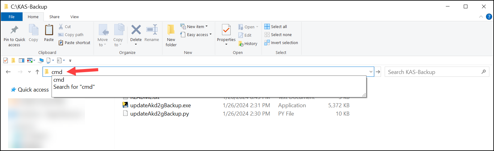 cmd to open the Command Prompt window