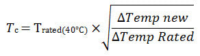 Temperature derating equation