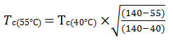 Exemplo de Equação para Redução de Potência e Temperatura